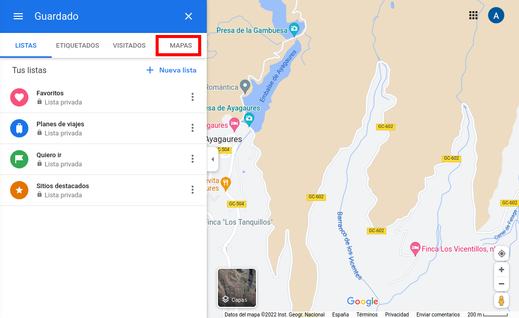 Crear ruta en Google Maps, paso 3, mapas