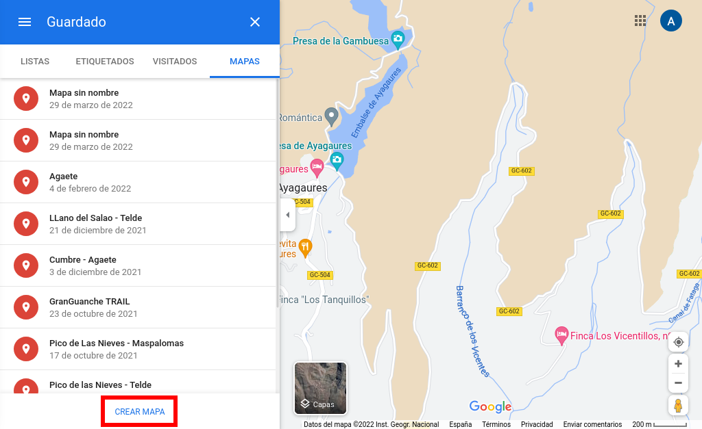 Crear ruta en Google Maps, paso 4, crear mapa